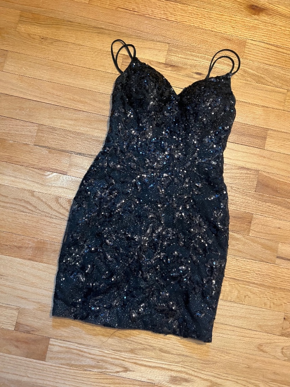 Stacees Black Sequin Mini Dress